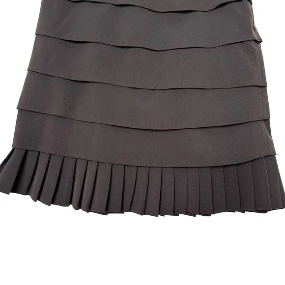 Vintage Sandro Sportswear Chocolate Brown Feminine Tiered Ruffle Hem Midi Skirt - Picture 4 of 9